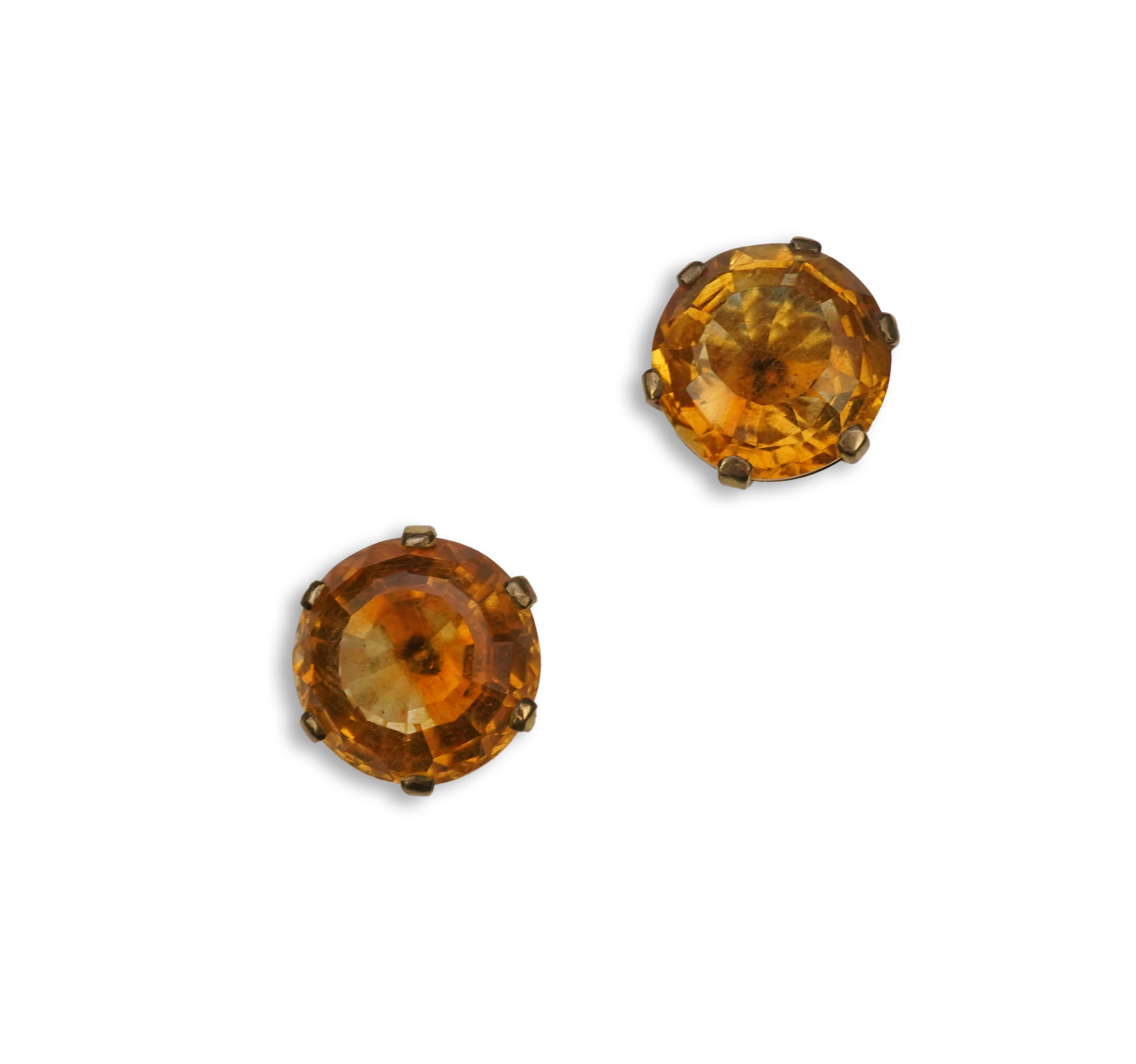 A pair of citrine ear studs